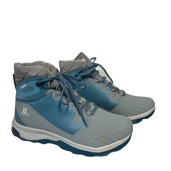 Salomon Shoes - Salomon Woman's Vaya Blaze Blue Gray Mid-Top Hiking Waterproof Winter Boots SZ 7